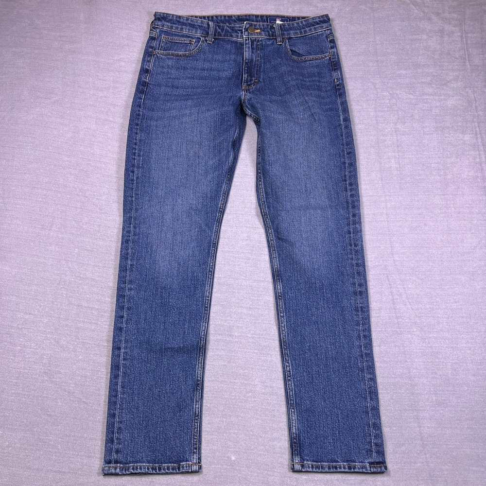 Vineyard Vines Stretch Mid Rise Straight Leg Jeans Mens 34x34 Blue Denim